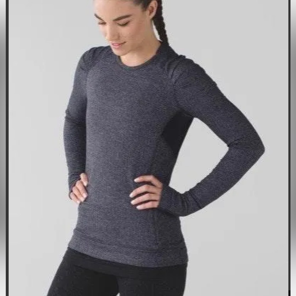 Lululemon Grey and Black Herringbone Top